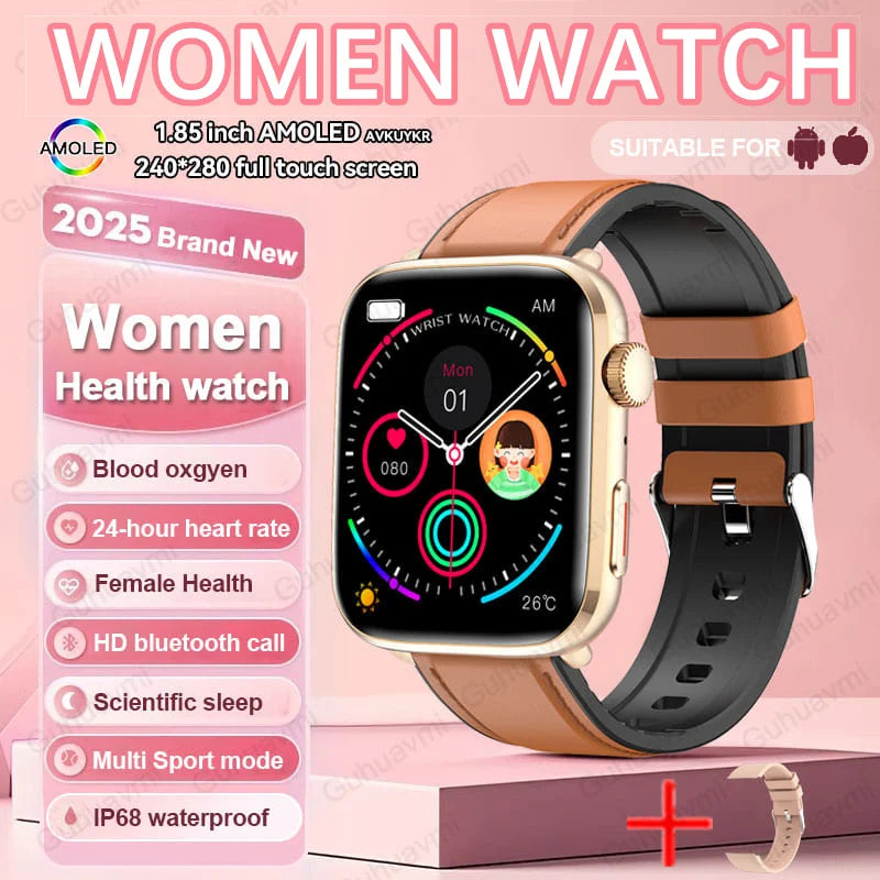 2025 New NFC Smat Watch Women 1.85-inch Blood Pressure Heart Rate Bluetooth Call Female Health Smarwatches Ladies For HUAWEI IOS