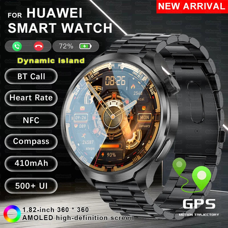 2025 New GPS Sports NFC Fashion Smartwatch Men's 1.85 "AMOLED Screen Heart Rate Blood Pressure Health Smart Watch For Huawei IOS