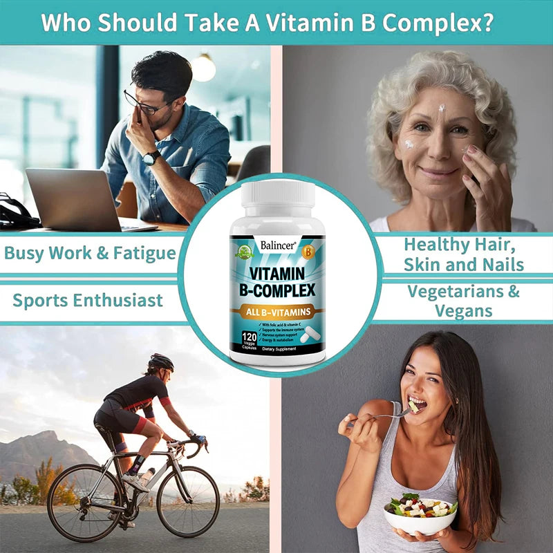 Balincer Vitamin B Complex Supplement - Heart Health, Nervous System Support, Energy Metabolism, Support Immune System