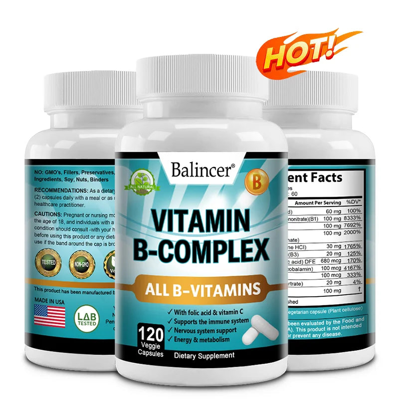 Balincer Vitamin B Complex Supplement - Heart Health, Nervous System Support, Energy Metabolism, Support Immune System