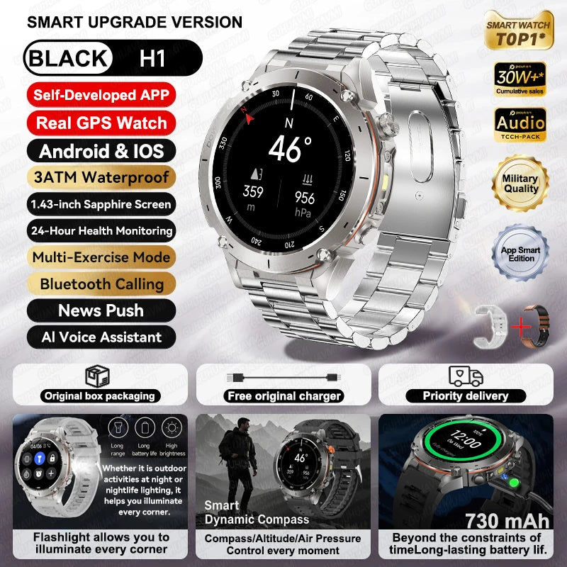 2025 New For Xiaomi IOS Ultra GPS Smart Watch 10ATM Waterproof Built-in Dual-band GNSS Compass Military Sport Men SWIM Bracelet