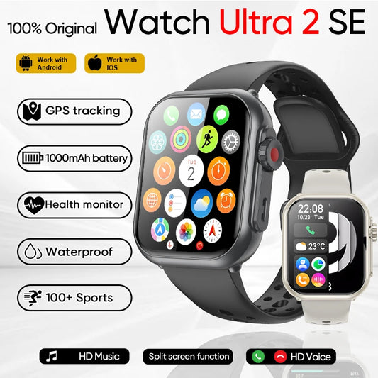 2025 New Original Split screen Watch Ultra 2 Waterproof 1000mAh Battery Heart Rate Sport GPS Track Smart bracelet For IOSAndroid