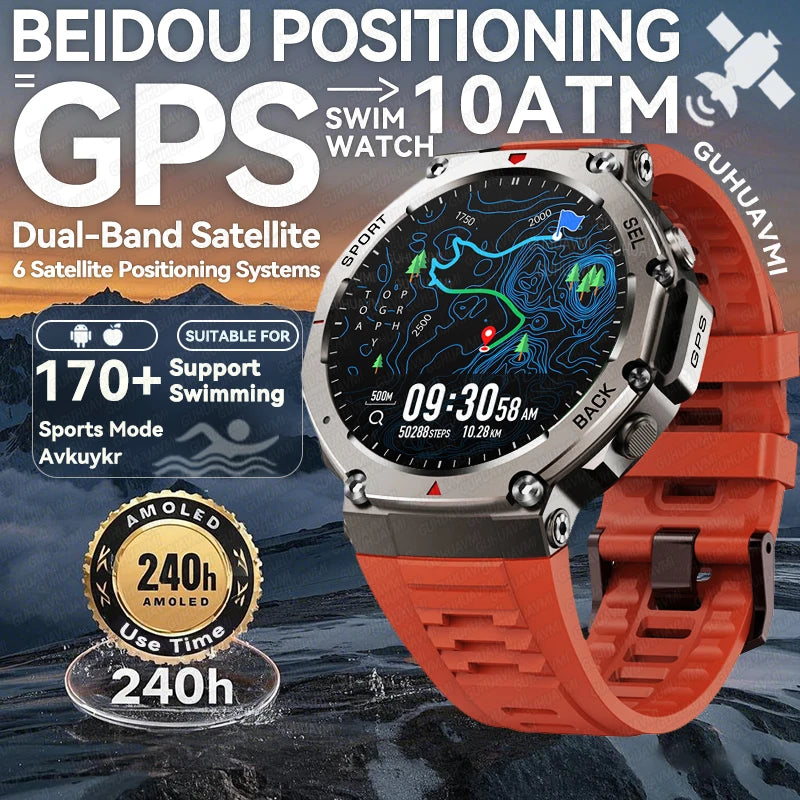 2025 NEW For XIAOMI GPS Smart Watch For Men Smartwatch Compass Altimeter Barometric 10ATM IP69K Waterproof AMOLED Mens bracelet