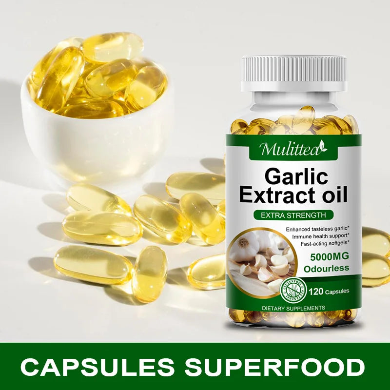Mulittea Tasteless Garlic Oil Extract Capsules Helps Enhance immunity Cellular Detox for Men and Women