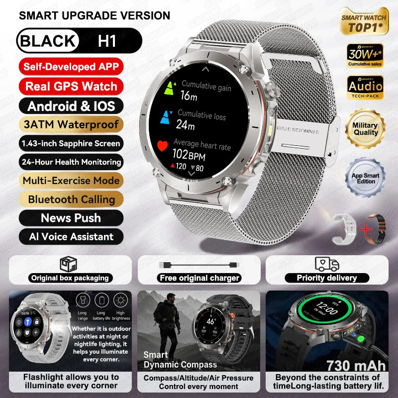 2025 New For Xiaomi IOS Ultra GPS Smart Watch 10ATM Waterproof Built-in Dual-band GNSS Compass Military Sport Men SWIM Bracelet