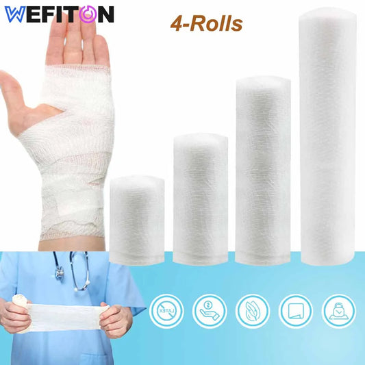 4 Rolls Gauze Bandage Roll with Tape - White Gauze Wrap Breathable Bandage Gauze Wrap Used for First Aid Wound Care & Supplies