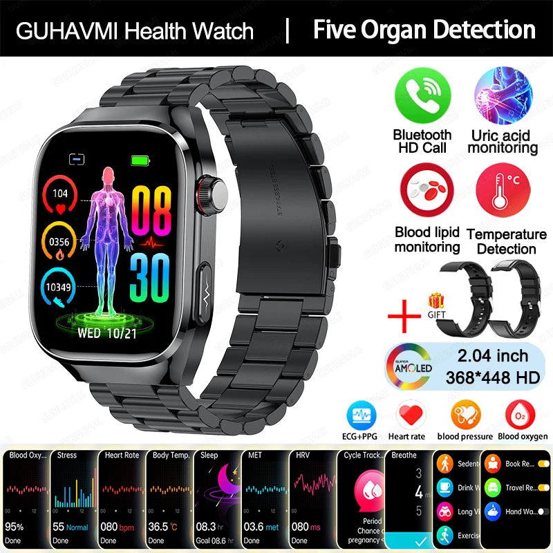 New Micro Physical Examination Five Organ Health Smartwatch Blood Pressure Uric Acid Body Fat Watches Bluetooth Call Smart Watch