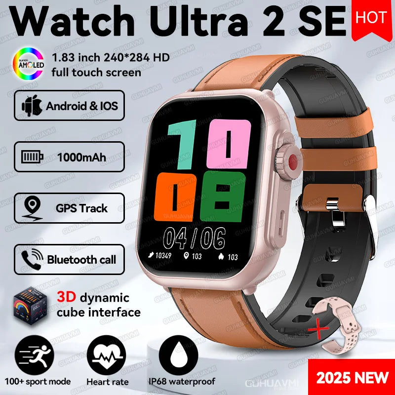 2025 New Watch Ultra 2 SE Men Women 1000mAh Battery HD AMOLED Screen IP68 Waterproof Bluetooth Call For Xiaomi Sport Smart Watch