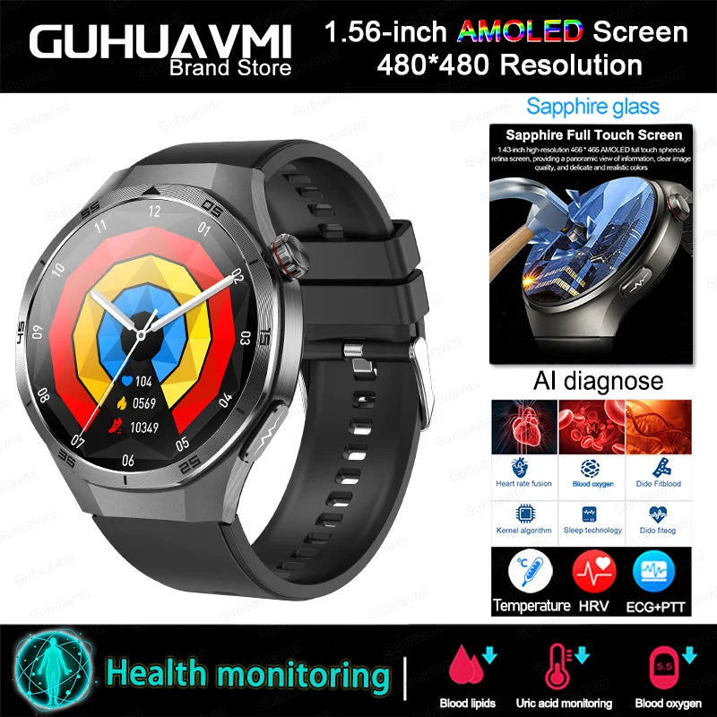 2025 For HUAWEI DT5 Pro  AMOLED Smart Watch Men ECG Micro Physical Examination Heart Rate Blood fat uric Acid Man NFC Smartwatch