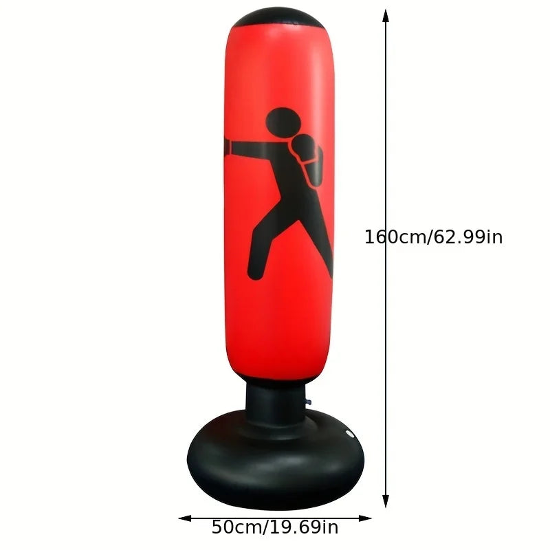 Inflatable Punching Bag for Kids and Adults 63" High Boxing Blow Up Bop Bag Freestanding Punch Bag Gift Set