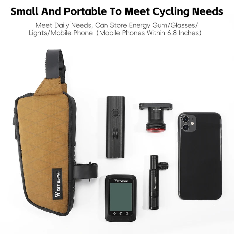 WEST BIKING Bicycle Top Tube Bag 1L Portable Cycling Front Frame Triangle Bag Lightweight Bike Bag MTB Road Bike Accessories