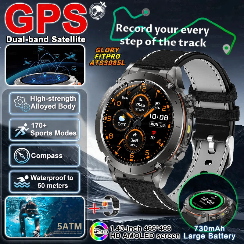2025 New TRex 3 GPS Smart Watches 10ATM Waterproof Built-in Dual-band GNSS Compass Military Sports Bracelet Men For Xiaomi IOS