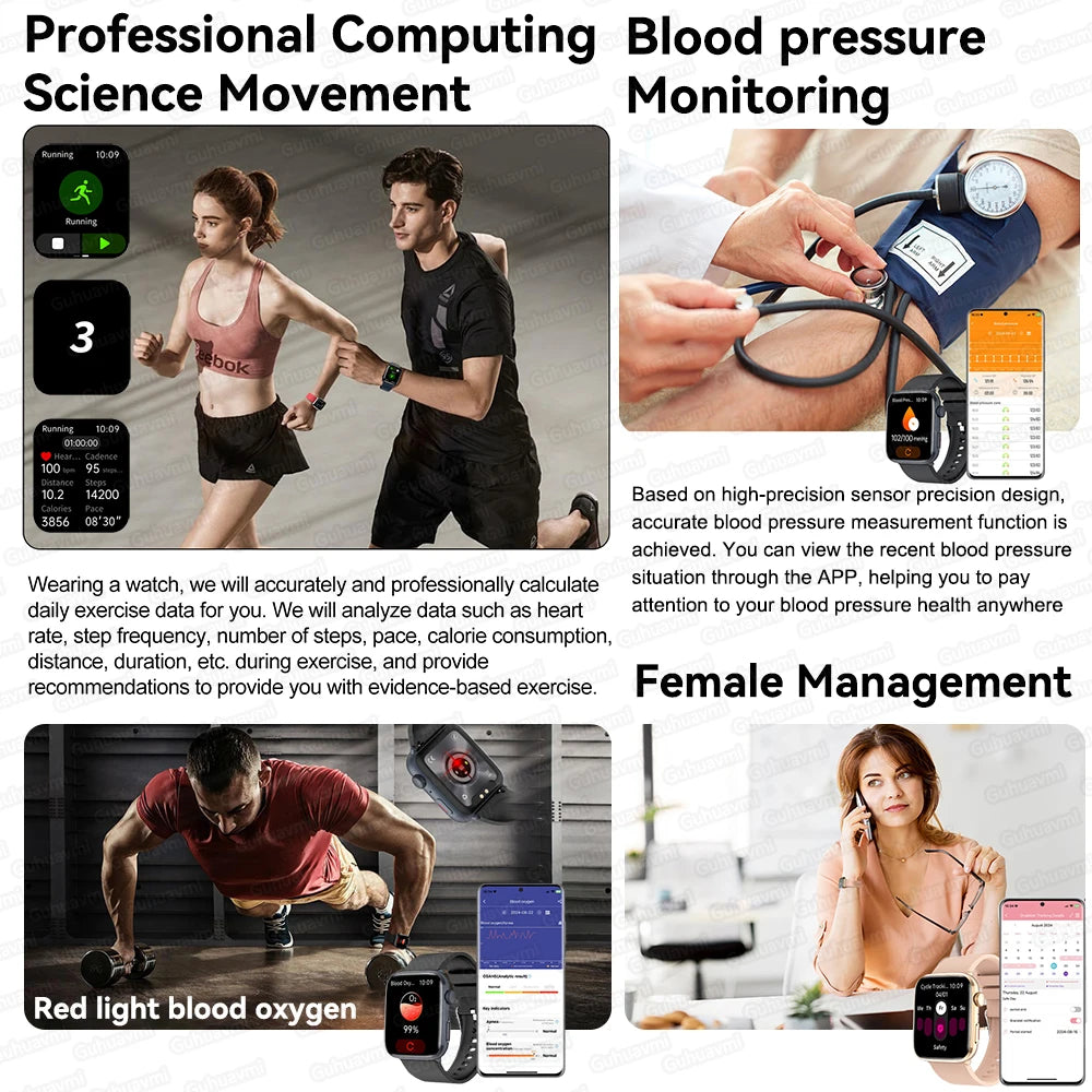 2025 New For Xiaomi AI Diagnosis NFC Smart Watches Men Blood Pressure Heart Rate IP68 Waterproof Health Track Smartwatches Women