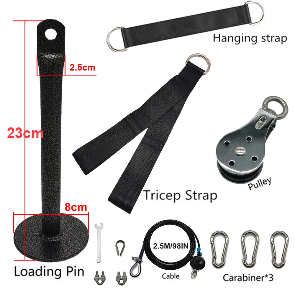 Fitness Pulley Cable Machine System DIY Gym Attachment Adjustable 2.5m Cable Workout Arm Biceps Triceps Hand Training Equipment