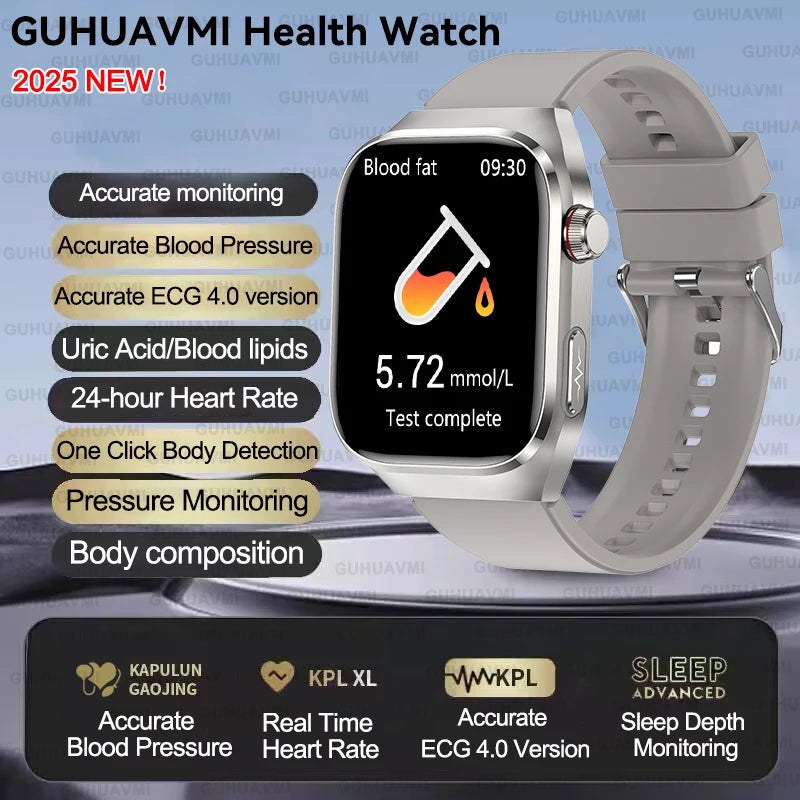 2025 New For Xiaomi Five organ examination Smart Watch Men ECG+PPG Uric Acid Blood Fat Bluetooth Call Sports Health Smartwatches
