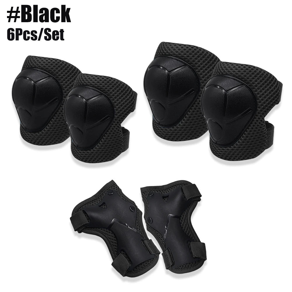 Knee and Elbow Pads Wrist Guards 3 in 1 Kids Protective Gear Set for BMX Inline Roller Skating Bike Rollerblading Riding Sports
