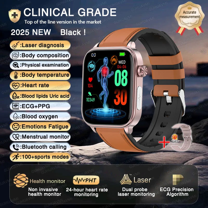 2025New ECG+PPG AI Health Diagnose Smart Watch Men Women Clock Blood Lipid BP Uric Acid Heart rate Tracker For Xiaomi Smartwatch