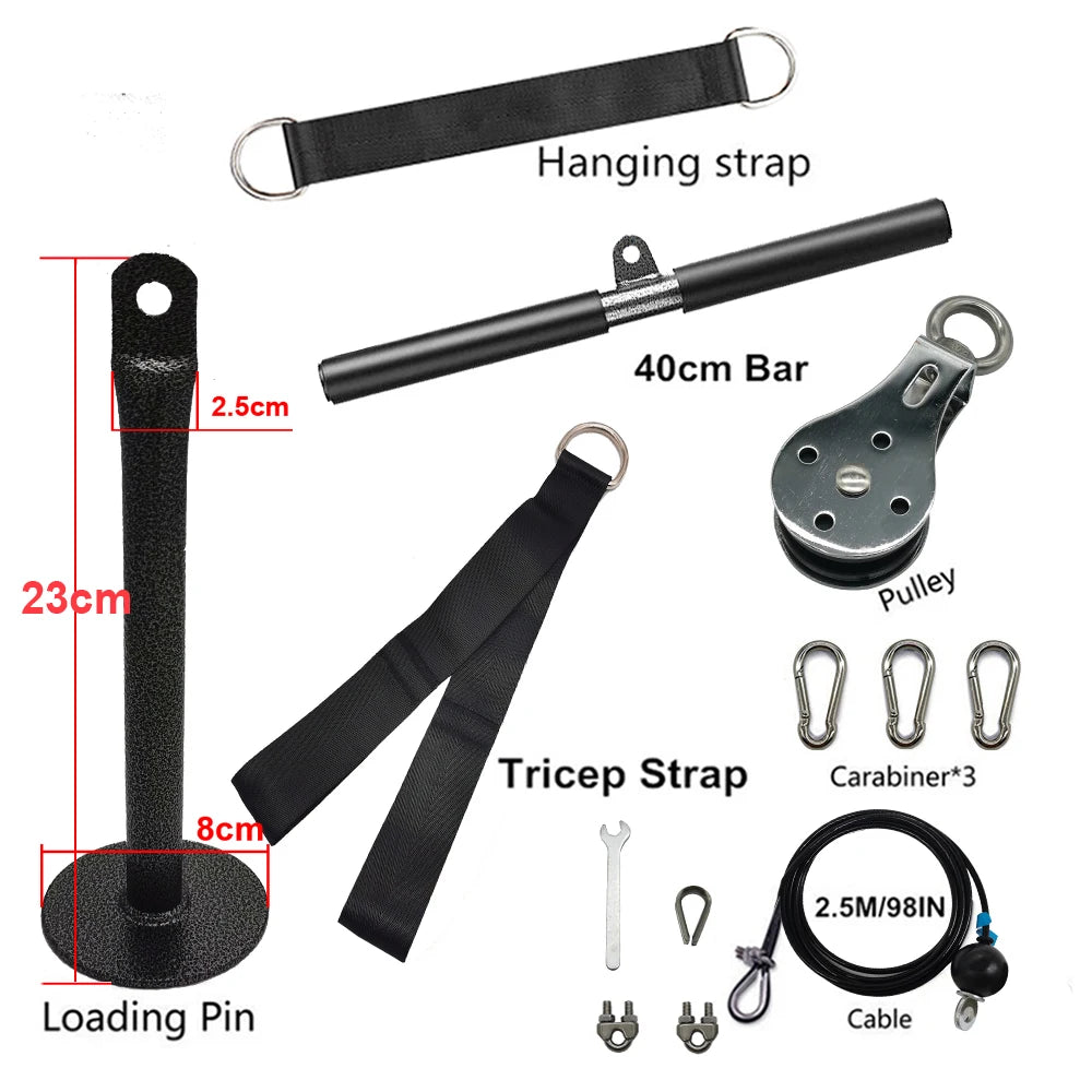 Fitness Pulley Cable Machine System DIY Gym Attachment Adjustable 2.5m Cable Workout Arm Biceps Triceps Hand Training Equipment