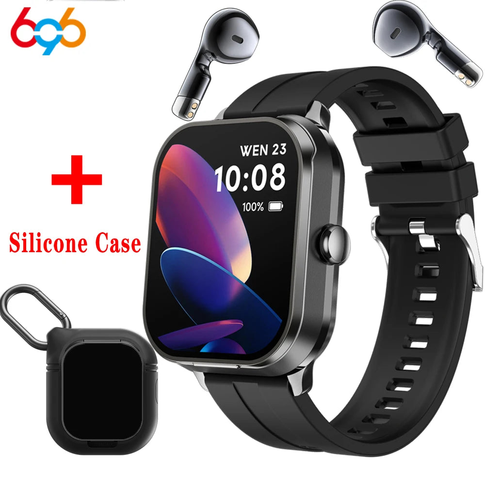 2024 New Headphone NFC Smartwatch 2 In 1 TWS Headset Blue Tooth Call Smart Watch Sports Waterpoof Heart Rate Music Weather