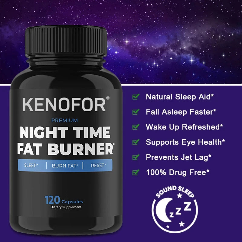 Night Time Fat Burner Supplement To Reduce Belly Fat - Helps Metabolic Cleansing, Sleep Aid Appetite Suppressant & Fat Burner