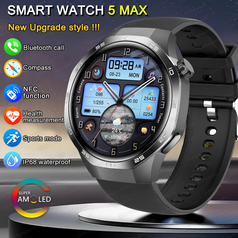 New GT 5 PLUS Smart Watch Men Women  AMOLED HD Screen SmartWatch Heart rate Blood oxygen Music Sport GPS tracker NFC Smartwatch