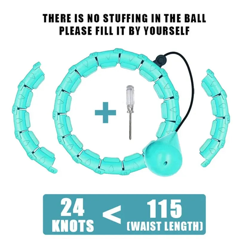 Weighted Sports Circle Hoops for Adults Weight Loss Plus Size for Adults Smart Exercise 2 in 1 Adjustable with Detachable Knots