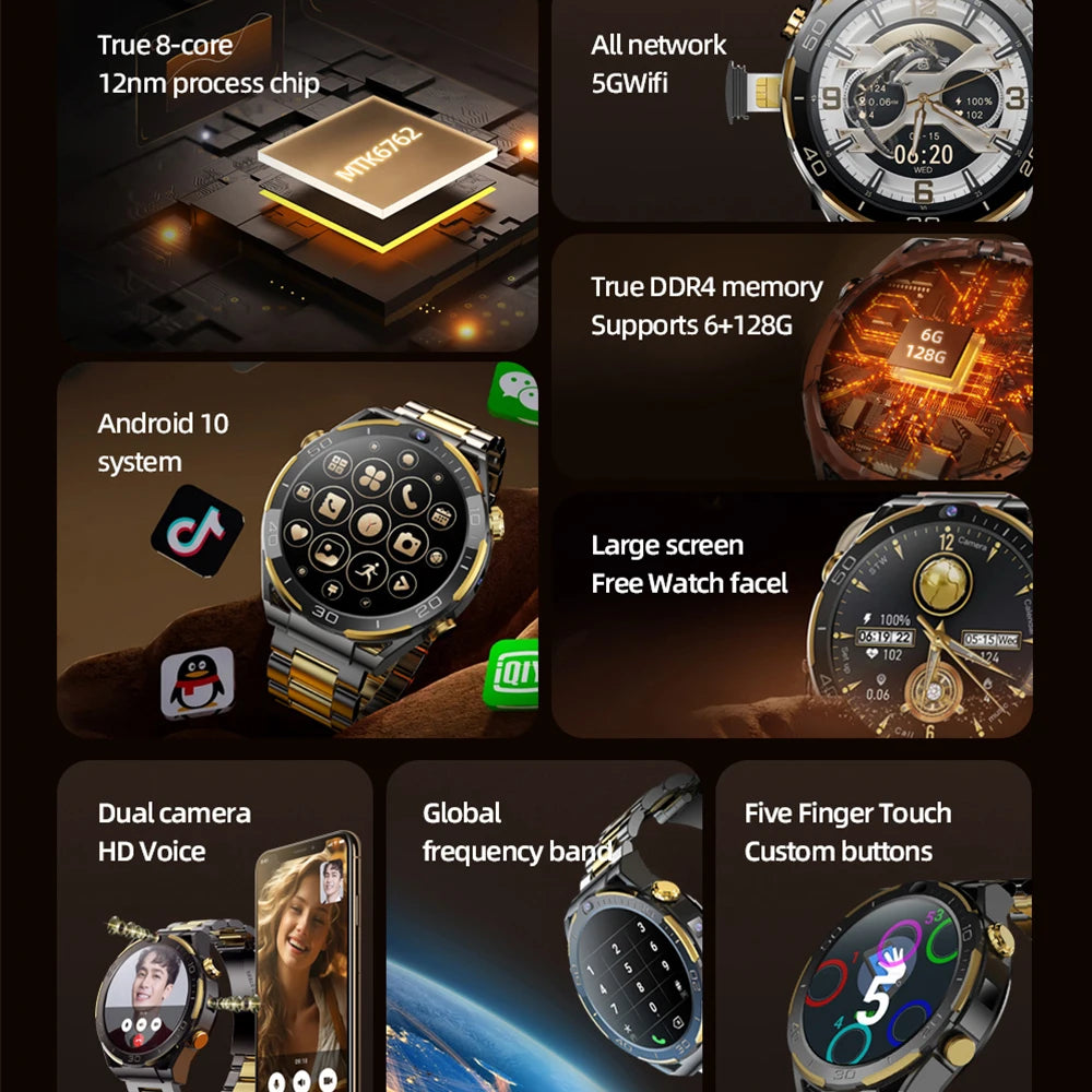 NEW JingTider JT7 MTK6762 Octa Core 4G LTE Smart Watch Men 1.508" Real AMOLED Screen Android 10 Smartwatch Dual Camera WIFI GPS