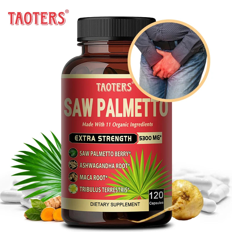 Saw Palmetto Berry PhytoSupplement - Combined with Turmeric, Tribulus, Maca, Green Tea and More - Prostate Support, 120 Capsules