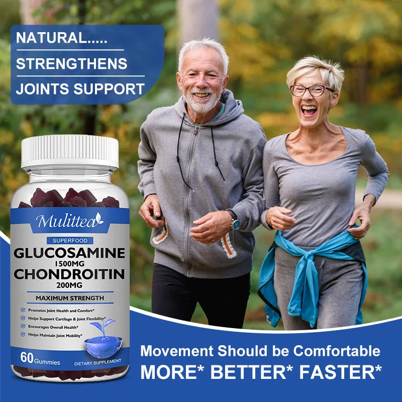 Mulittea Glucosamine with Chondroitin Supports Occasional Joint Discomfort Relief Antioxidant Supplement for Back, Knees, Hands