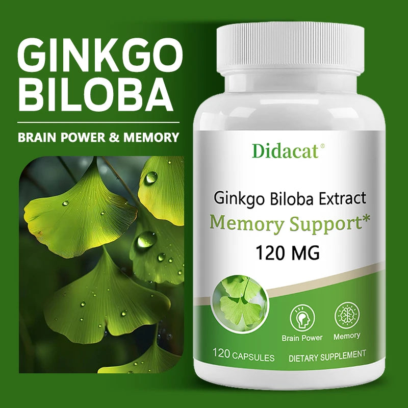 Ginkgo Biloba Extract Capsules - Promotes Brain Function and Memory, Attention, Antioxidant, Anti-Aging, Vegetarian