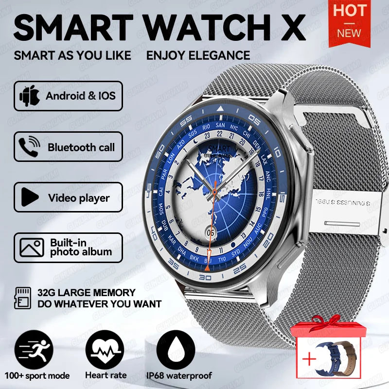 2024 New Men Business Watch For Xiaomi OPPO Watch X 4G Large Memory Video playback Smartwatch Sport Fitness Waterproof Watches