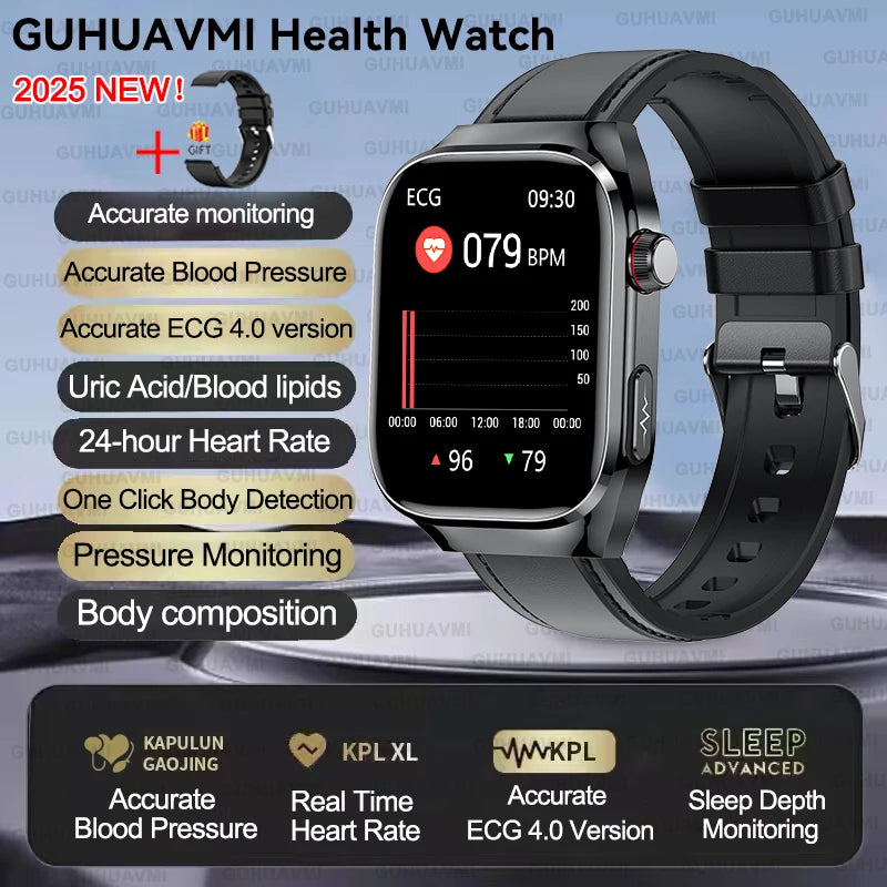 2025 New For Xiaomi Five organ examination Smart Watch Men ECG+PPG Uric Acid Blood Fat Bluetooth Call Sports Health Smartwatches