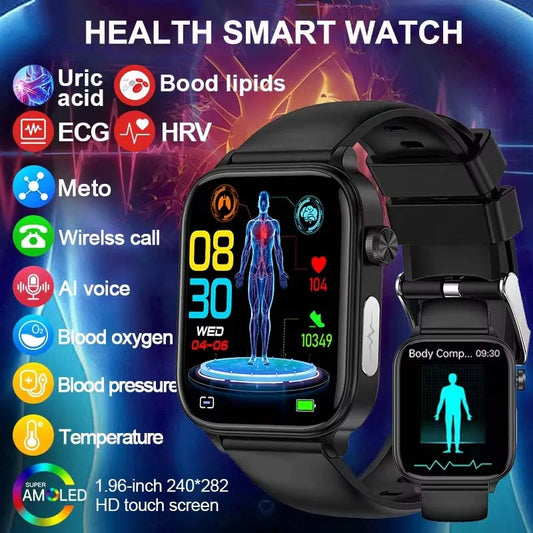 LIGE 2025 New ECG+PPG Smart Watch Men Blood Lipid Uric Acid Health Monitor Bluetooth Call Sleep Physical Health Smartwatch Women