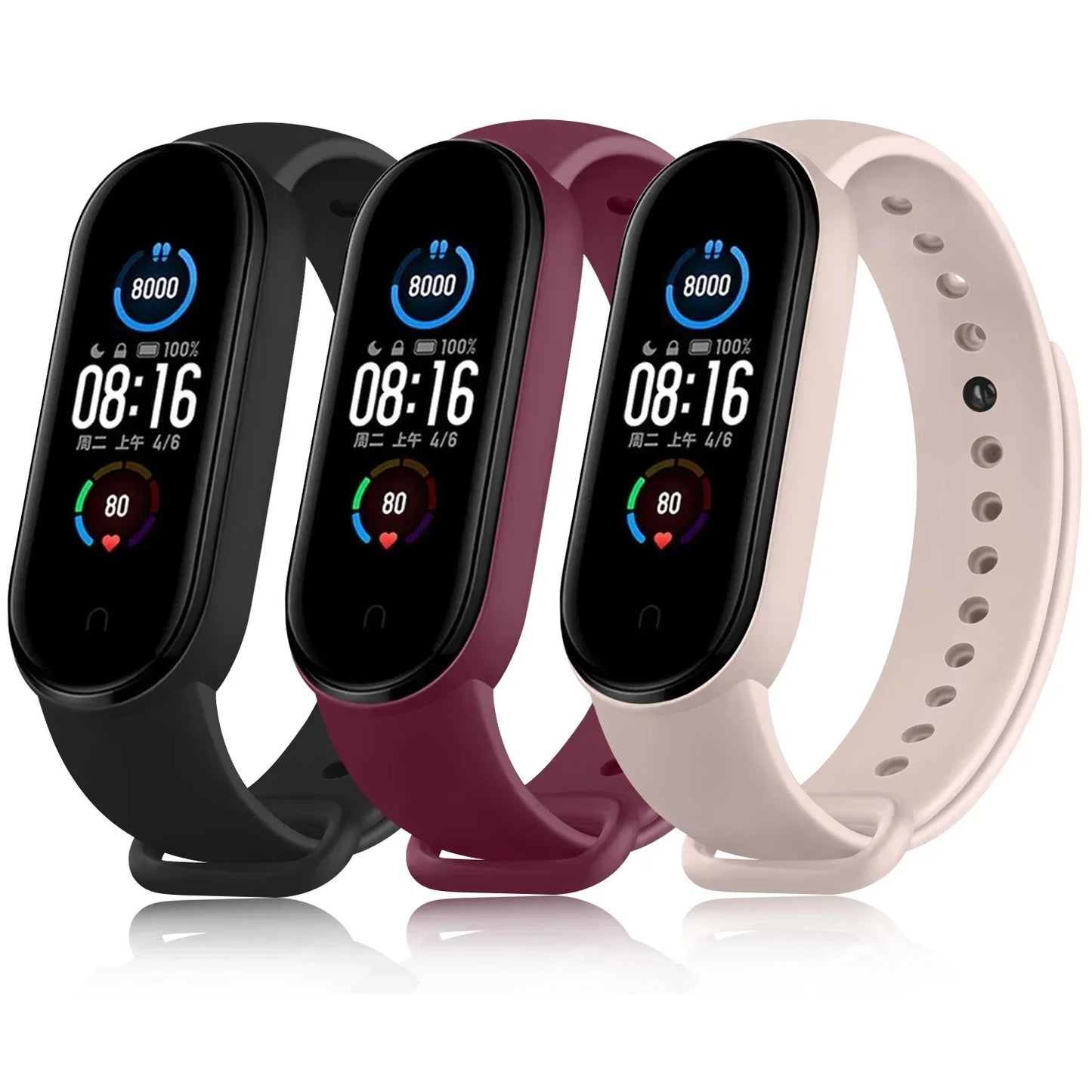 3pcs Soft Silicone Strap For Xiaomi Mi Band 6 5 Amazfit Band 5 Bracelet watch Sport Waterproof For Mi Band 6 5 Strap Wristband