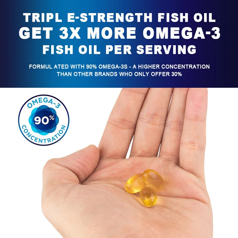 Alliwise Omega 3 Fish Oil Capsules Helps Brain & Cardiovascular System, Relief Eye Fatigue, Improve Cognitive & Learning Ability