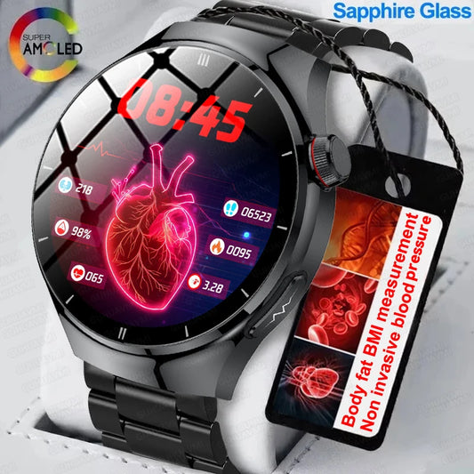 2025 New Blood Lipids Uric Acid Blood pressure Smart Watch Men ECG+PPG Fitness Tracker Clock Heart Rate Bluetooth call Smartwatc
