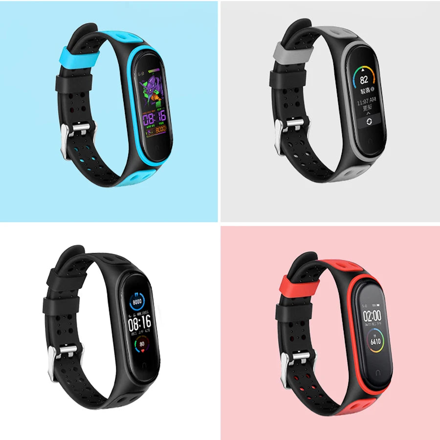 Sport Strap for Mi Band 7 6 5 Bracelet Belt Silicone Watchband Replacement Smartwatch Bracelet for Xiaomi Mi Band 3 4 5 6 Strap