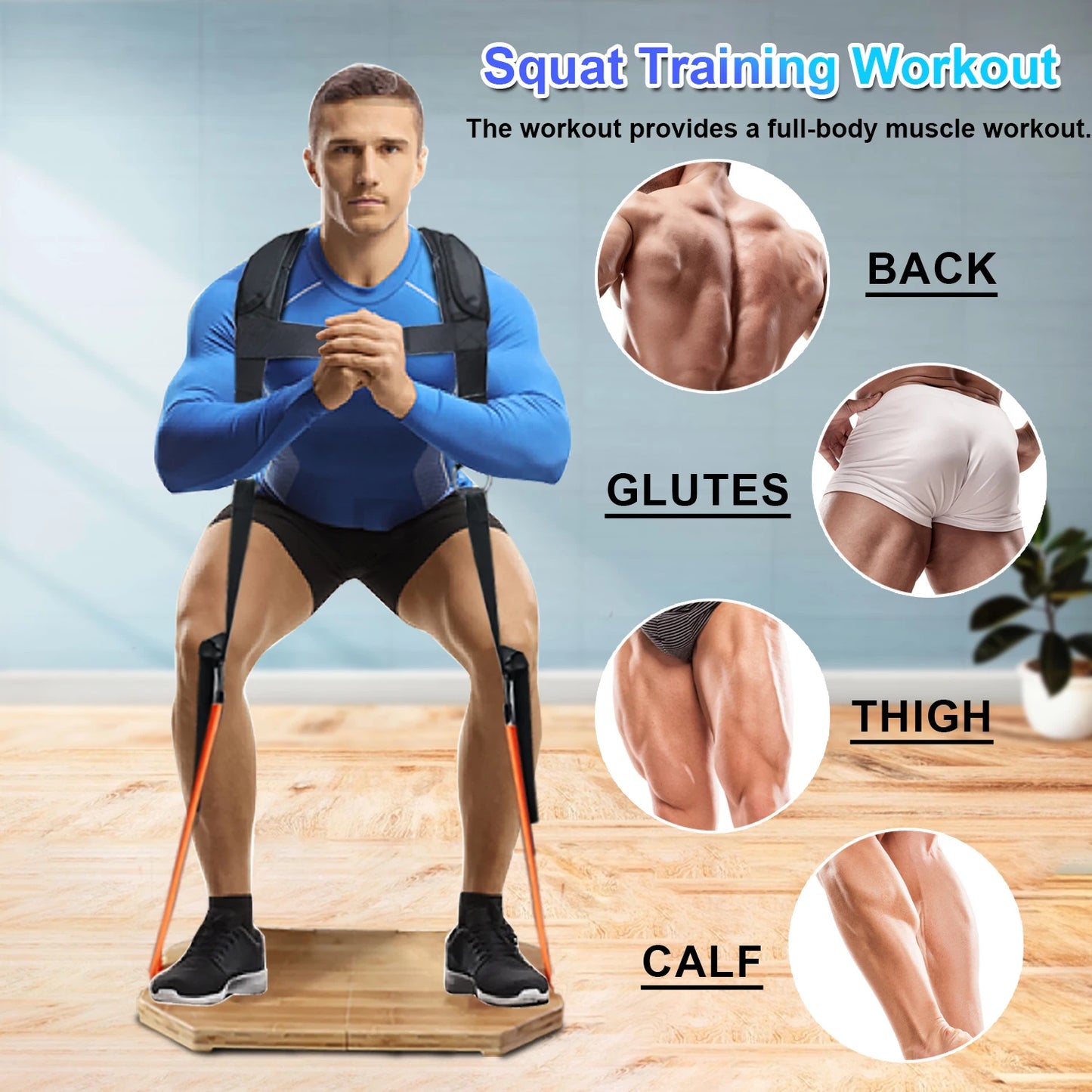 Squat Harness Vest for Resistance Bands – Adjustable Training Strap with Padded Shoulder Support Squats & Functional Workouts