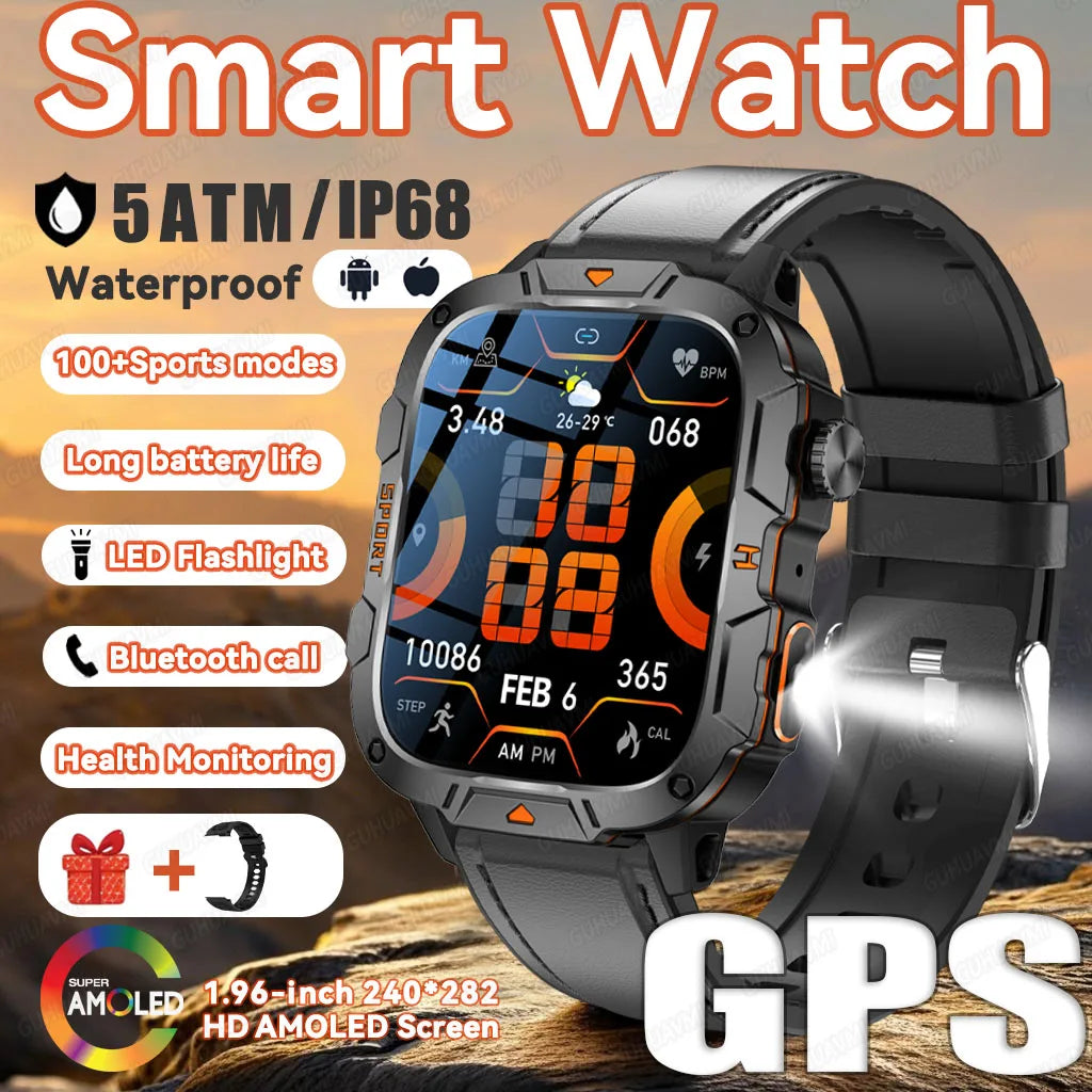 2025 For HUAWEI Ultimate Edition Military Quality GPS SmartWatch 5ATM 1.96'' HD AMOLED Heart Rate Bluetooth Call Man Smart Watch