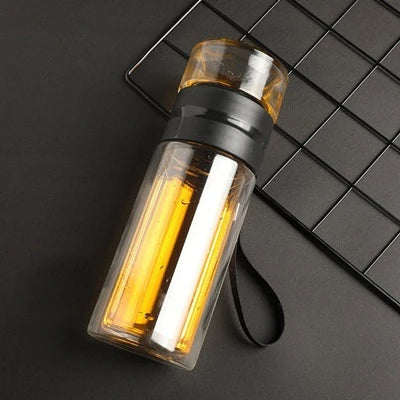 NEW Glass Bottle Double Wall Transparent Borosilicate Glass Teacup with Handle Portable Independent Tea Warehouse Drinkware