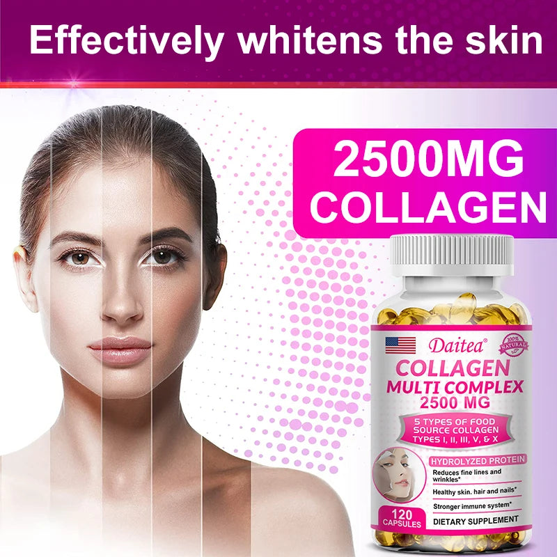 Collagen Multi Complex 2500mg, Supports Healthy Joints, Hair, Nails, Promotes Absorption, Helps Moisturize Skin, Antioxidants