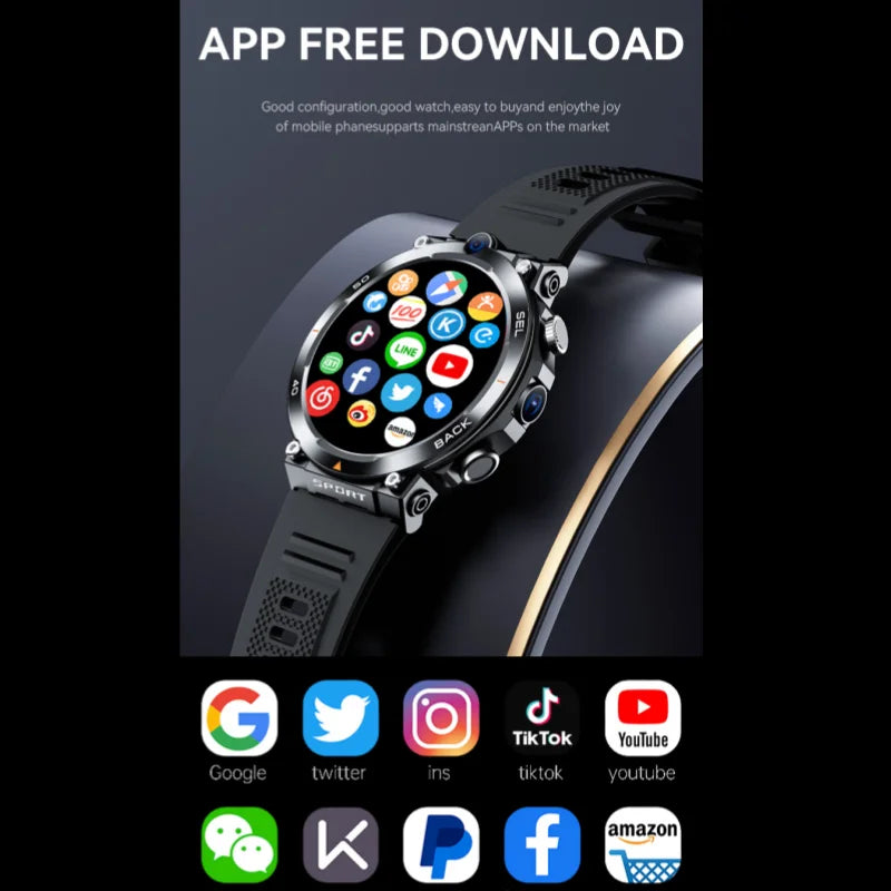 NEW 4G LTE H10 Smartwatch 128GB 500W Dual Camera Video Calls Wifi NFC Door Access 1380mAh Battery Capacity SIM Card Smart Watch