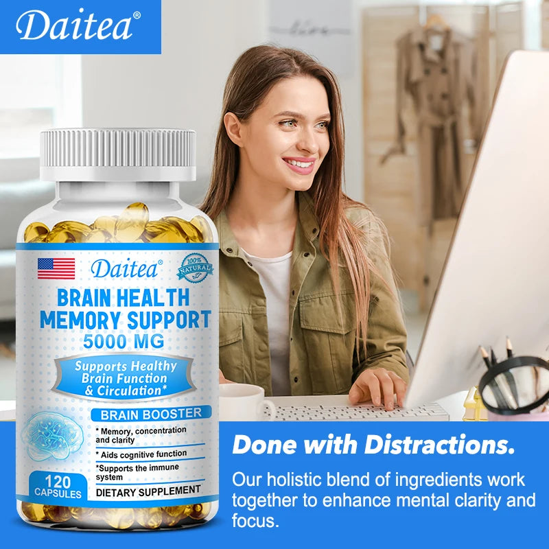 Brain Health Memory Support 5000 Mg, Function & Circulation, Brain Booster "Memory, Focus & Clarity Supports Cognitive Function