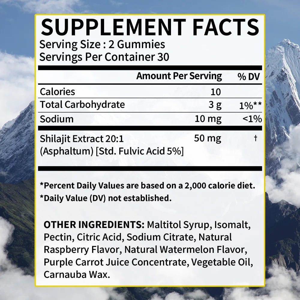 Shilajit gummies - improve energy endurance, increase muscle mass, help muscle recovery, relieve stress