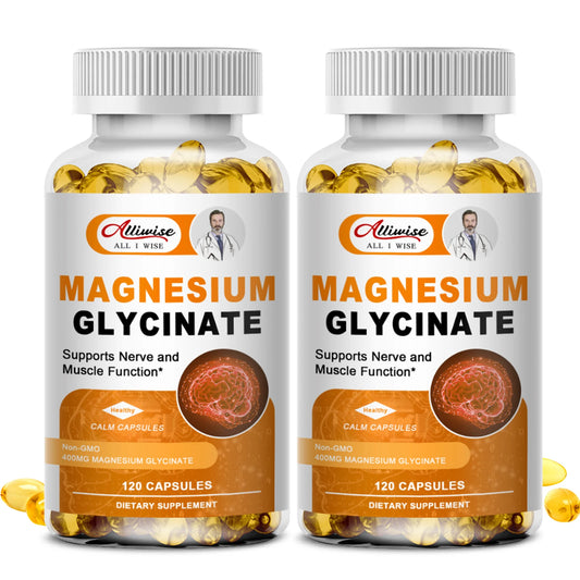 Magnesium Glycinate Supplement 500mg with Zinc,Vitamin D3 B6 High Absorption Support for Women & Men Non-GMO Veggie Capsules