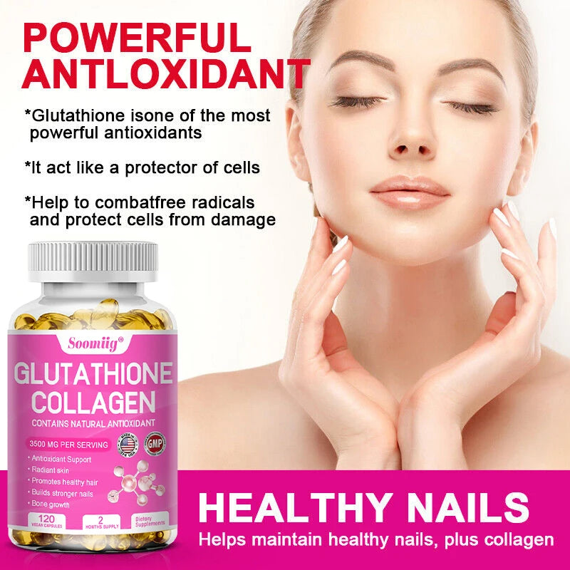 Collagen with Glutathione, Advanced Hydrolyzed Formula for Optimal Absorption, Skin, Hair, Nails & Joints, Natural Antioxidant
