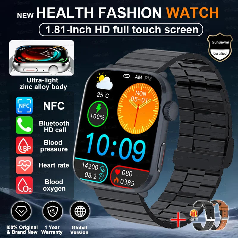 2025 New Blood Pressure AI Diagnosis Smart Watch Men Heart Rate Body temperature IP68 Waterproof NFC Smart Watch For HUAWEI  IOS