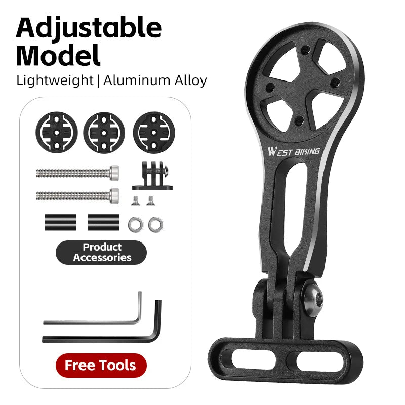 WEST BIKING Adjustable Bicycle Computer Bracket Bike Speedometer Extension Holder Garmin Bryton Wahoo Aluminum Alloy Bike Mount