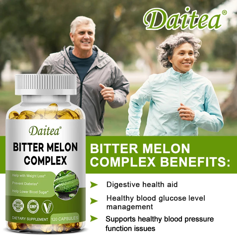 Bitter Melon Extract Capsules, Promote Digestive Health, Healthy Blood Sugar Levels, Multivitamin Supplement, Non-GMO