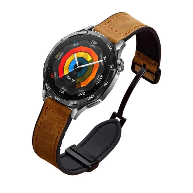22mm Leather Silicone Strap For Huawei Watch GT 5 Pro GT5 GT4 GT3 GT2 Magnetic Buckle Bracelet For Huawei Watch 4/3 Pro Band